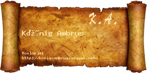 Kőnig Ambrus névjegykártya